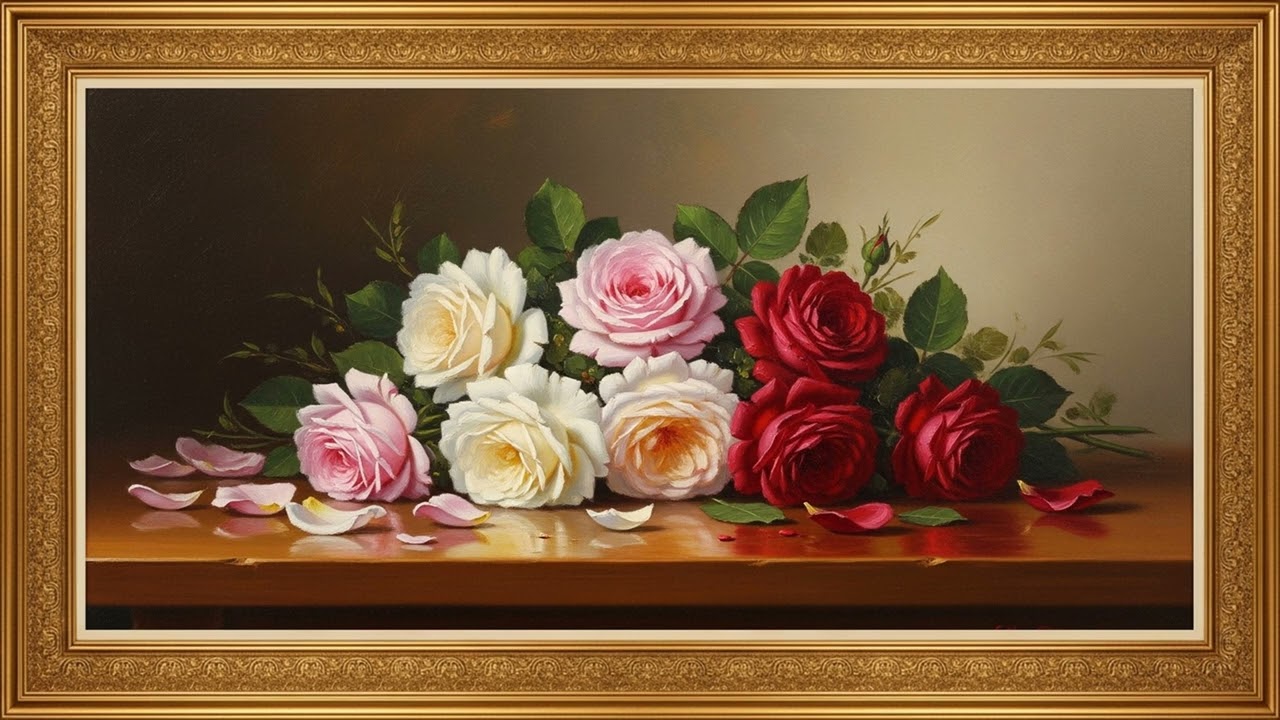 Soft Pink Roses Oil Painting | Elegant Floral Art Experience