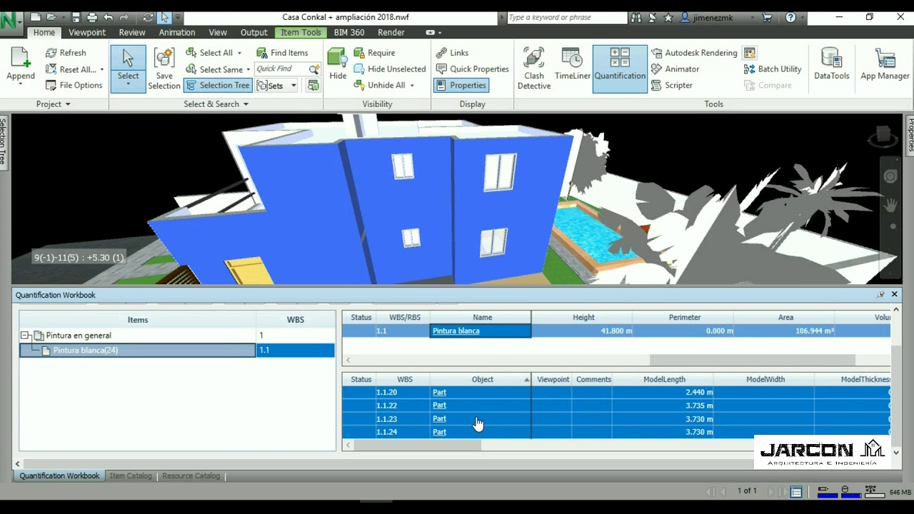 Tutorial cuantificaciones con Navisworks - Navisworks 2018