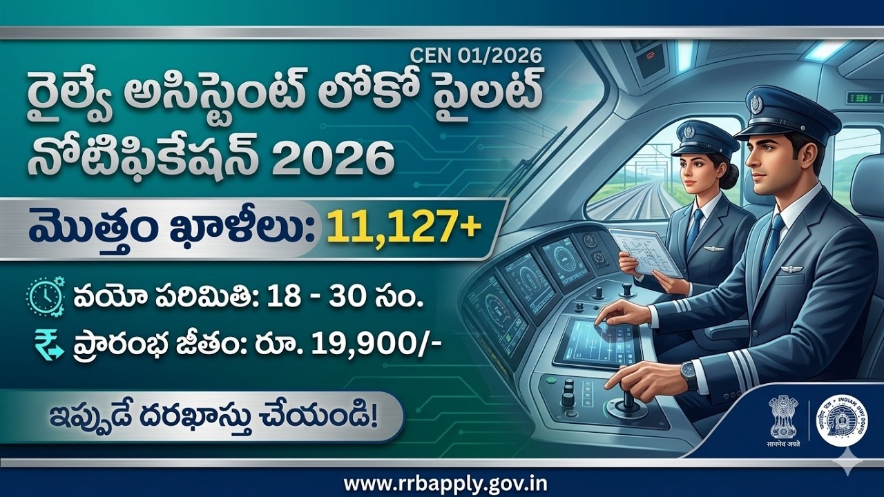 రైల్వే ALP నోటిఫికేషన్ 2026 | 11,127 ఉద్యోగాలు | RRB ALP Recruitment 2026 Full Details in Telugu