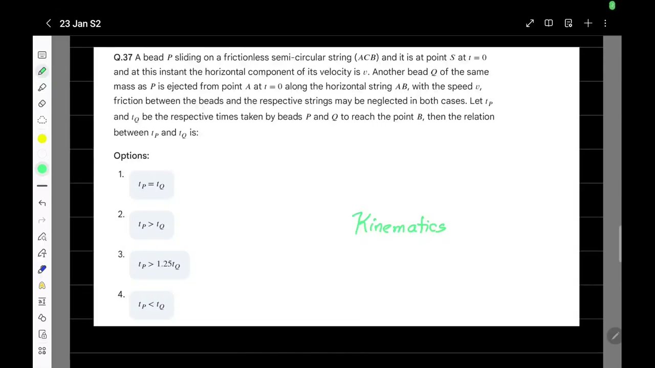 Kinematics: Bead on a String Problem | JEE Mains 2026 Solution | 23 Jan Shift 2