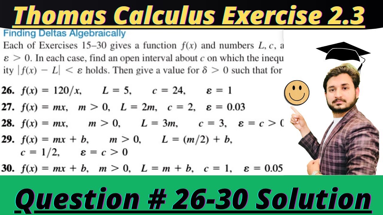 Thomas Calculus Exercise 2.3 Question# 26-30 solution||Find Delta Algebrically|| MSN Mathematician||