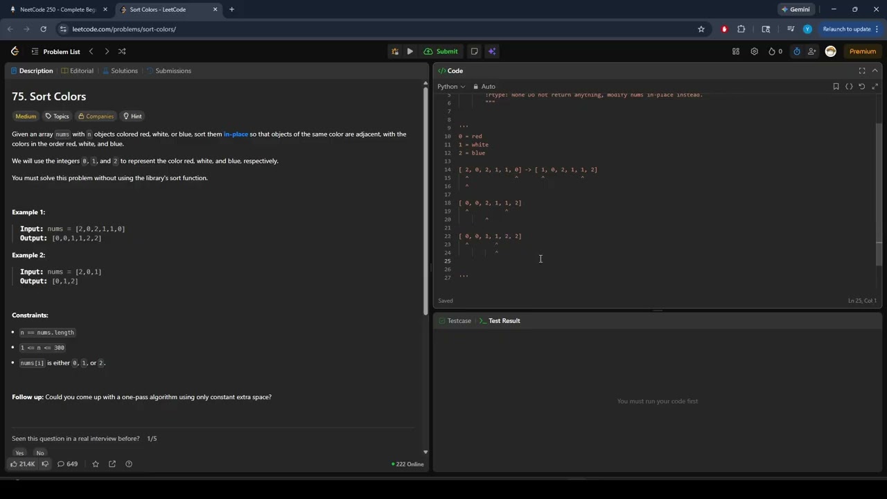 leetcoding till i get bored: 75. Sort Colors