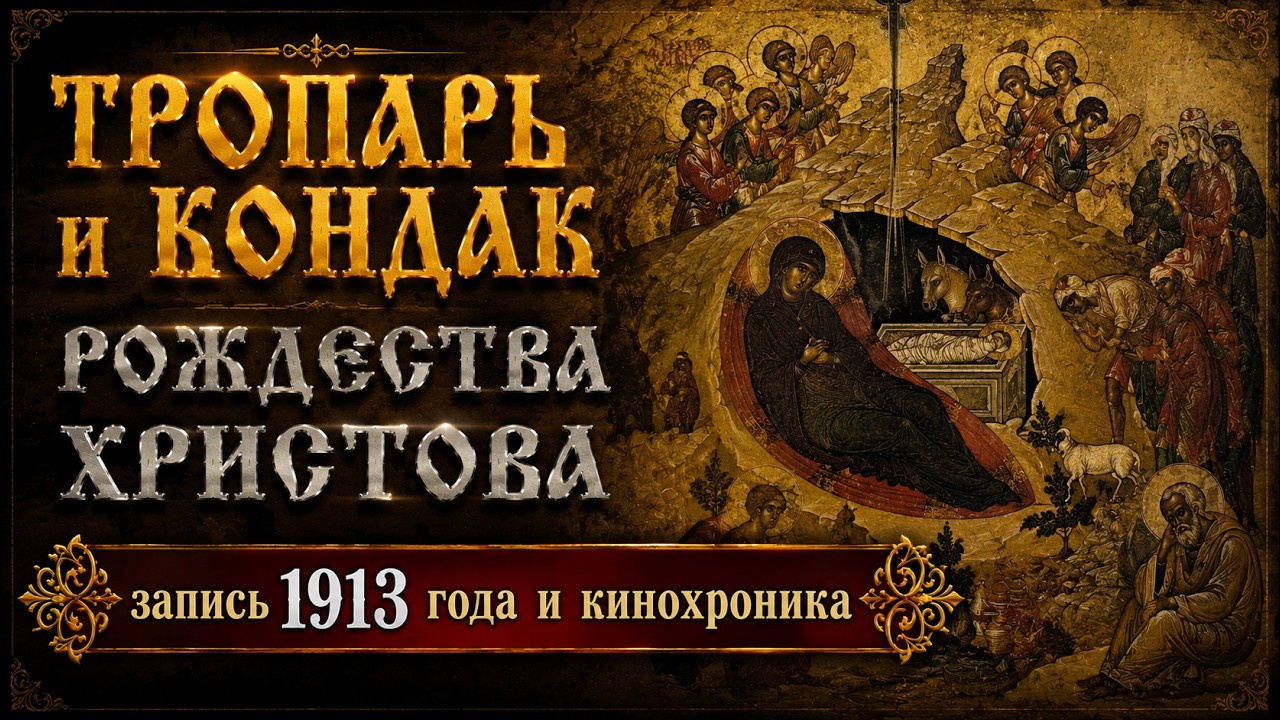 Тропарь и Кондак Рождества Христова, запись 1913 года и УНИКАЛЬНАЯ кинохроника