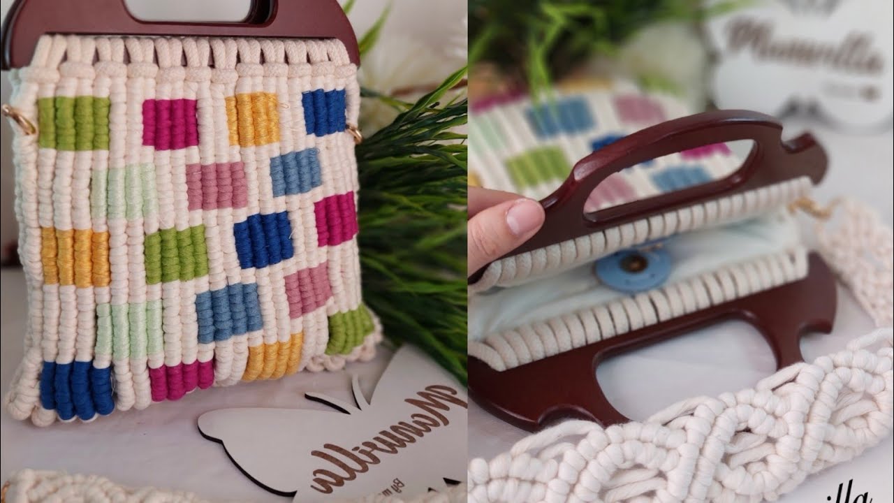 شنطه مكرميه بالغرزه المزدوجه /شنطه مكرميه صيفي/macrame bag/ مكرميه الوان /manal_elmawardy
