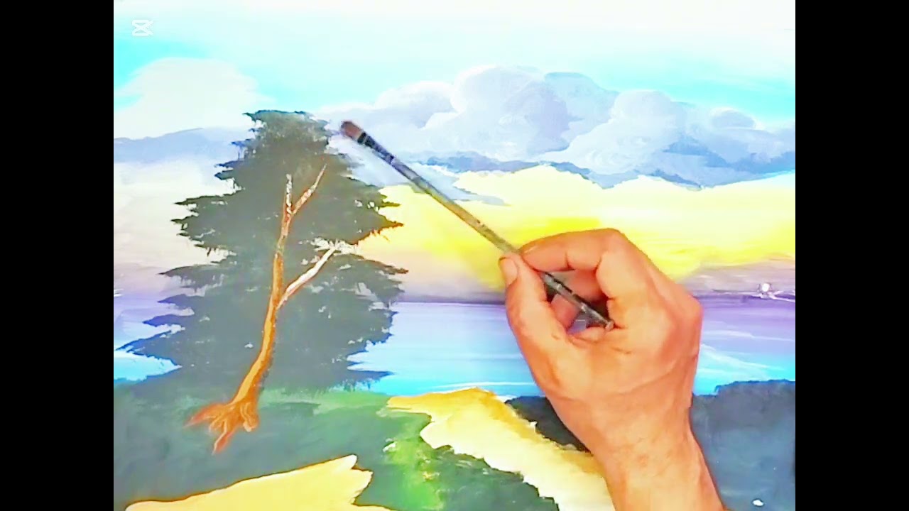 طريقة سهلة لرسم منظر طبيعي ألوان بلاستيك للمبتدئين ٢٠٢٥