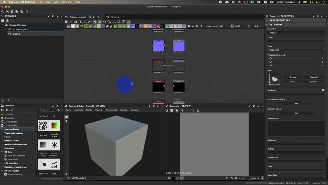 Substance 3D Designer. Курс 1. Урок 1: Проект, панели, навигация и ноды