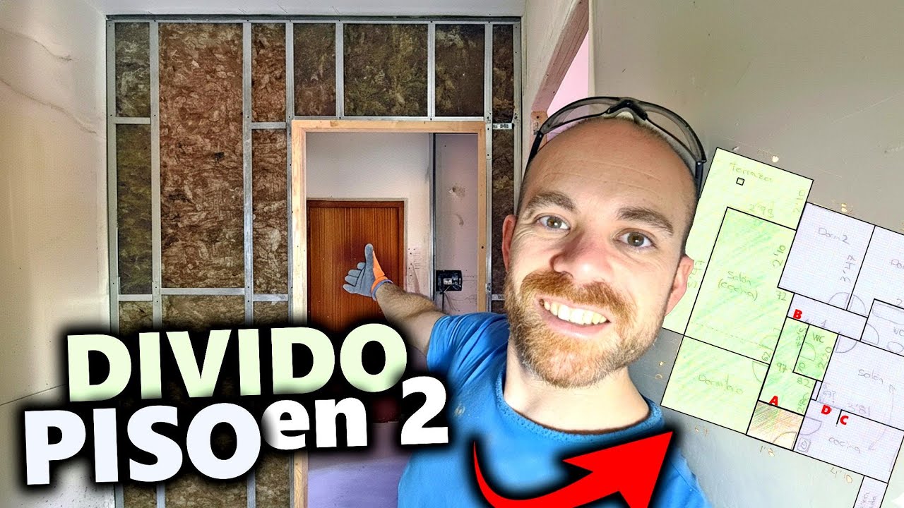 DIVIDO mi casa en 2 construyendo este TABIQUE de yeso laminado CON PUERTA - reforma #19