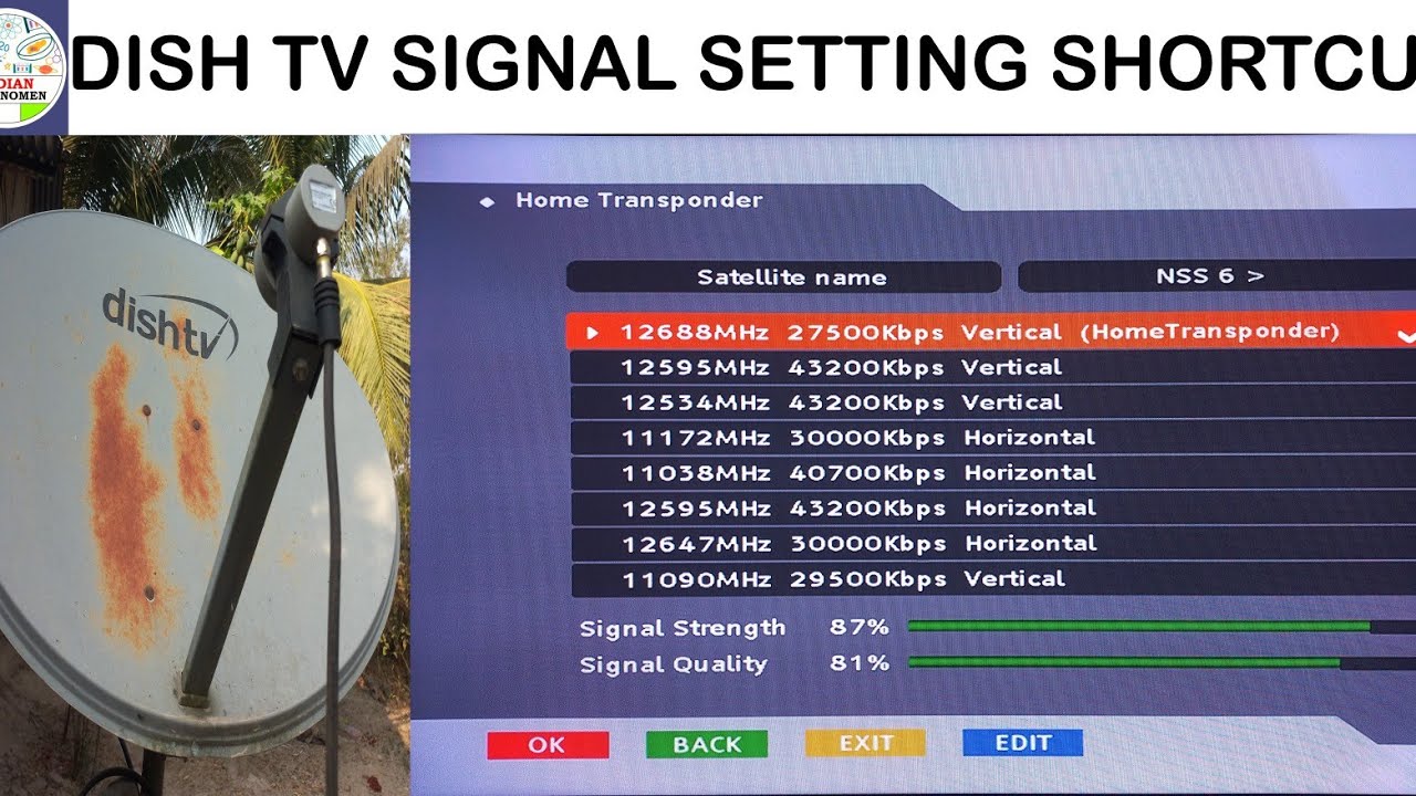 Dish tv signal setting with shortcut key