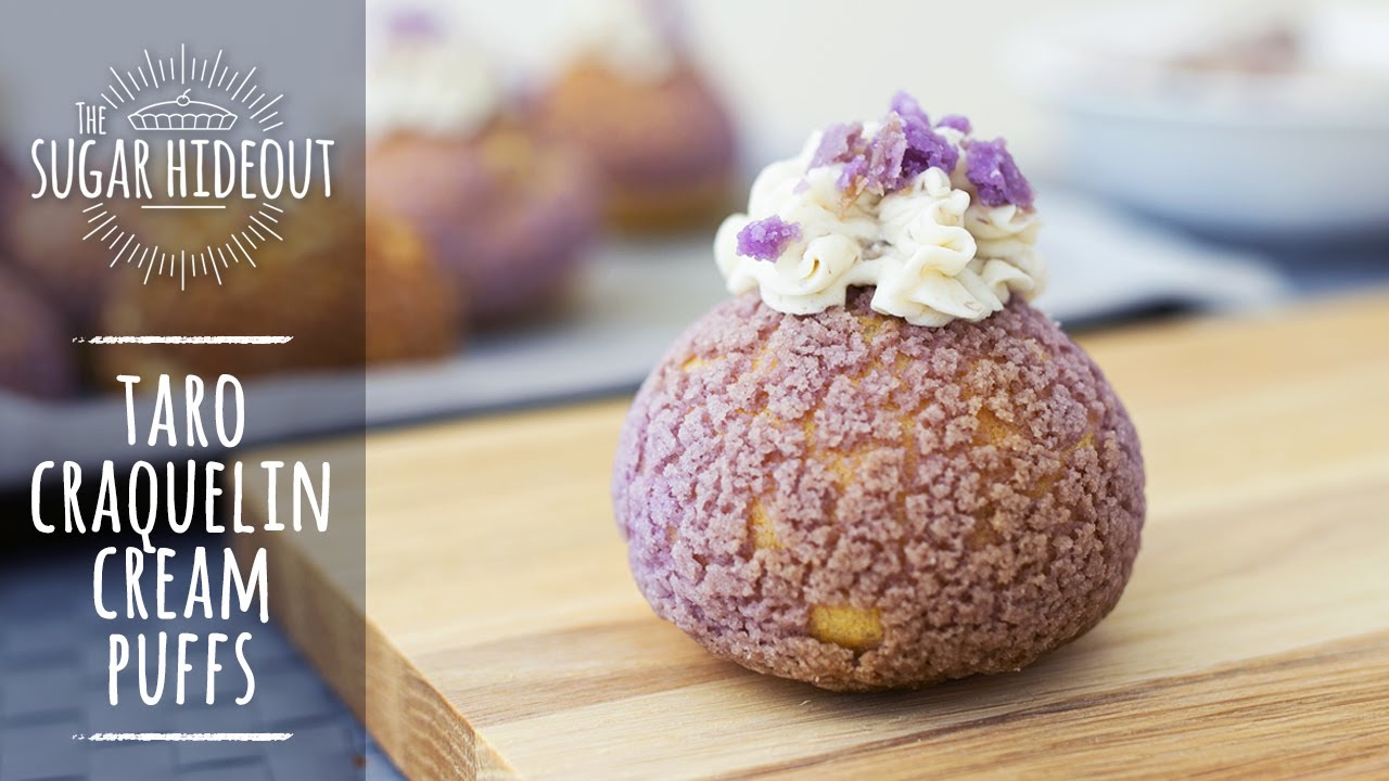 Taro Craquelin Cream Puffs