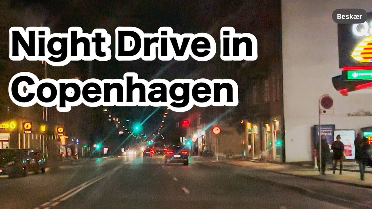 Night Drive in Copenhagen to Rødovre | Beautiful Streets of Denmark in 4K