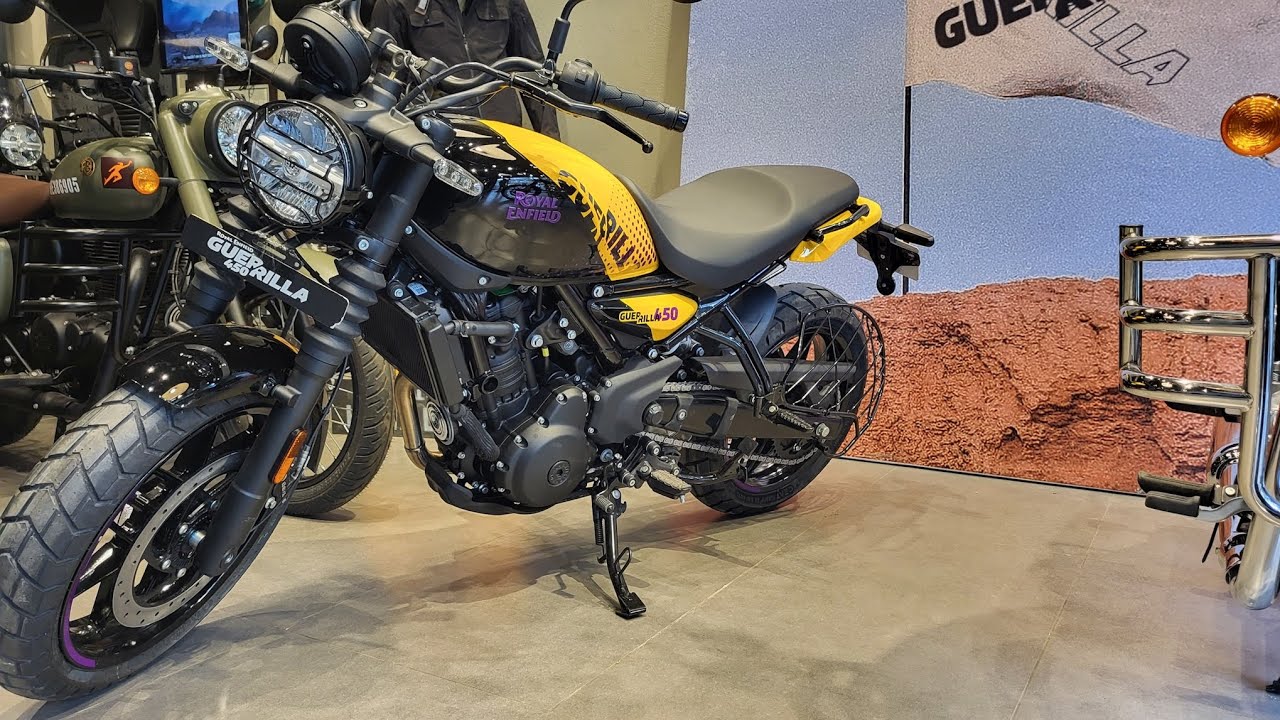 RE guerrilla 450 yellow ribbon top model @royalenfield #guerrilla450