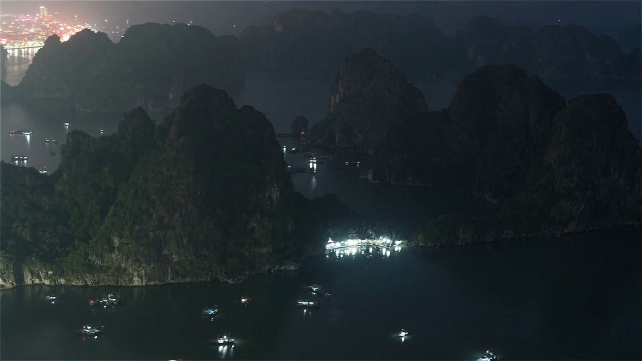 4k timelapse sequence of ha long bay vietnam night view of ha long bay