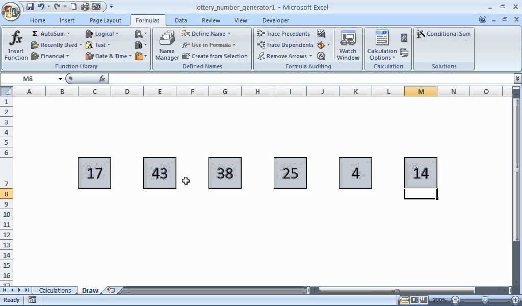 Create an Excel Lottery Number Generator