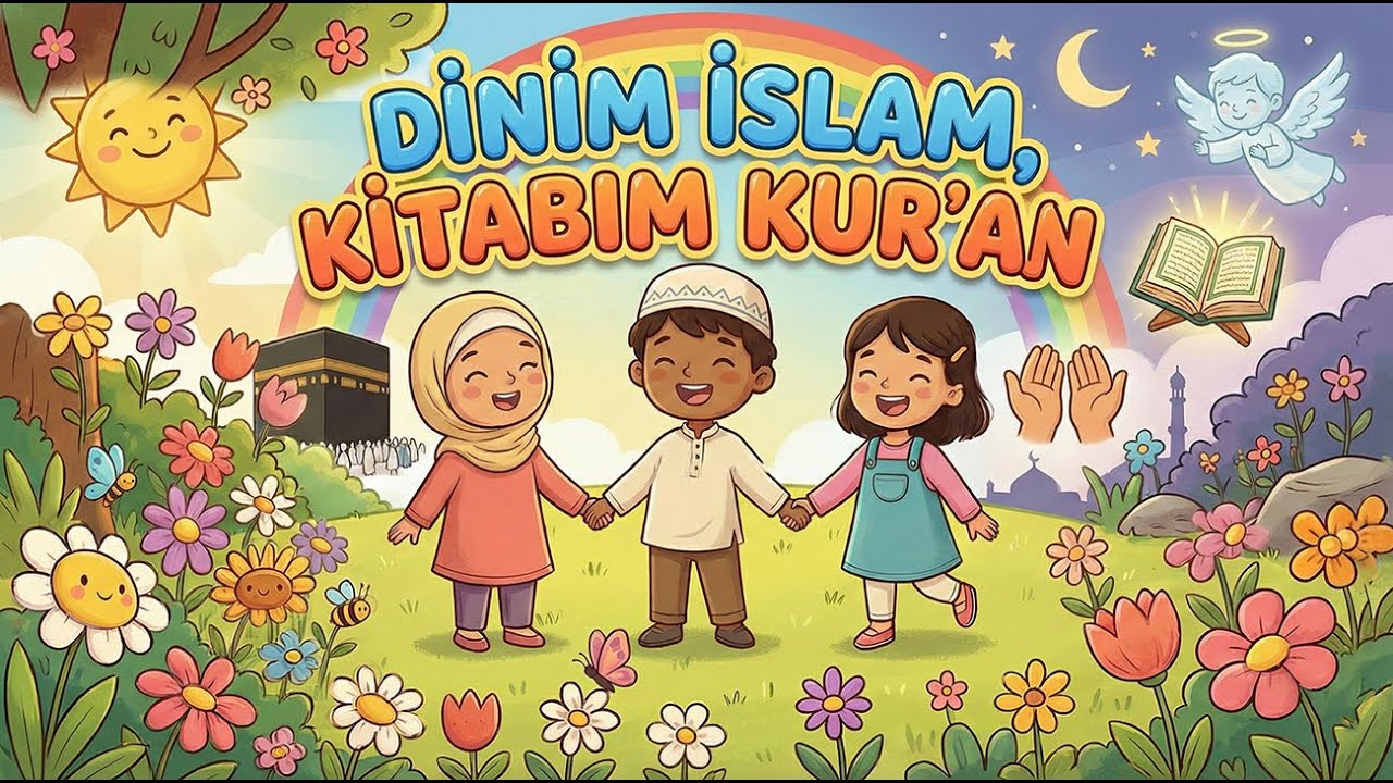 🌙 Dinim İslam, Kitabım Kur'an - Eğitici ve Neşeli Çocuk İlahisi (Sözlü Video)