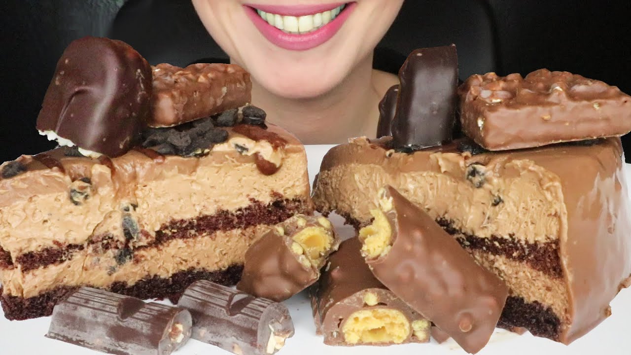 CREAMY CHOCOLATE MOUSSE CAKE & CHOCOLATE BARS 🍰 | ASMR Mukbang | Real Eating Sounds