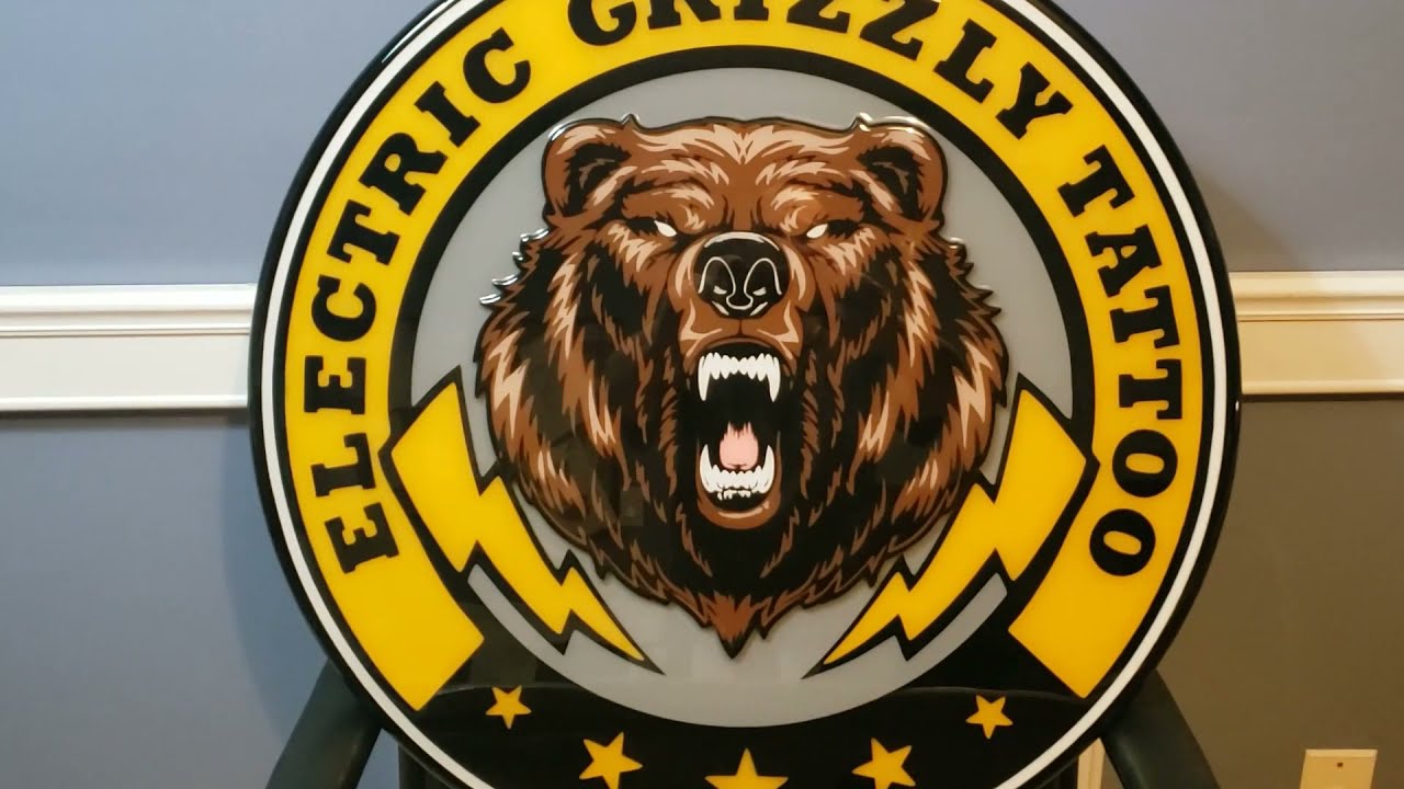 Electric Grizzly Tattoo - Epoxy Sign