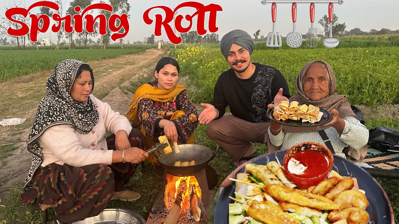 Spring Roll Recipe 🤤 ਮਾਸੀ ਨੇ ਬਣਾਏ ਅੱਜ ਬੇਬੇ ਲਈ ਸਪਰਿੰਗ ਰੋਲ @HarmanKhosa #springroll 