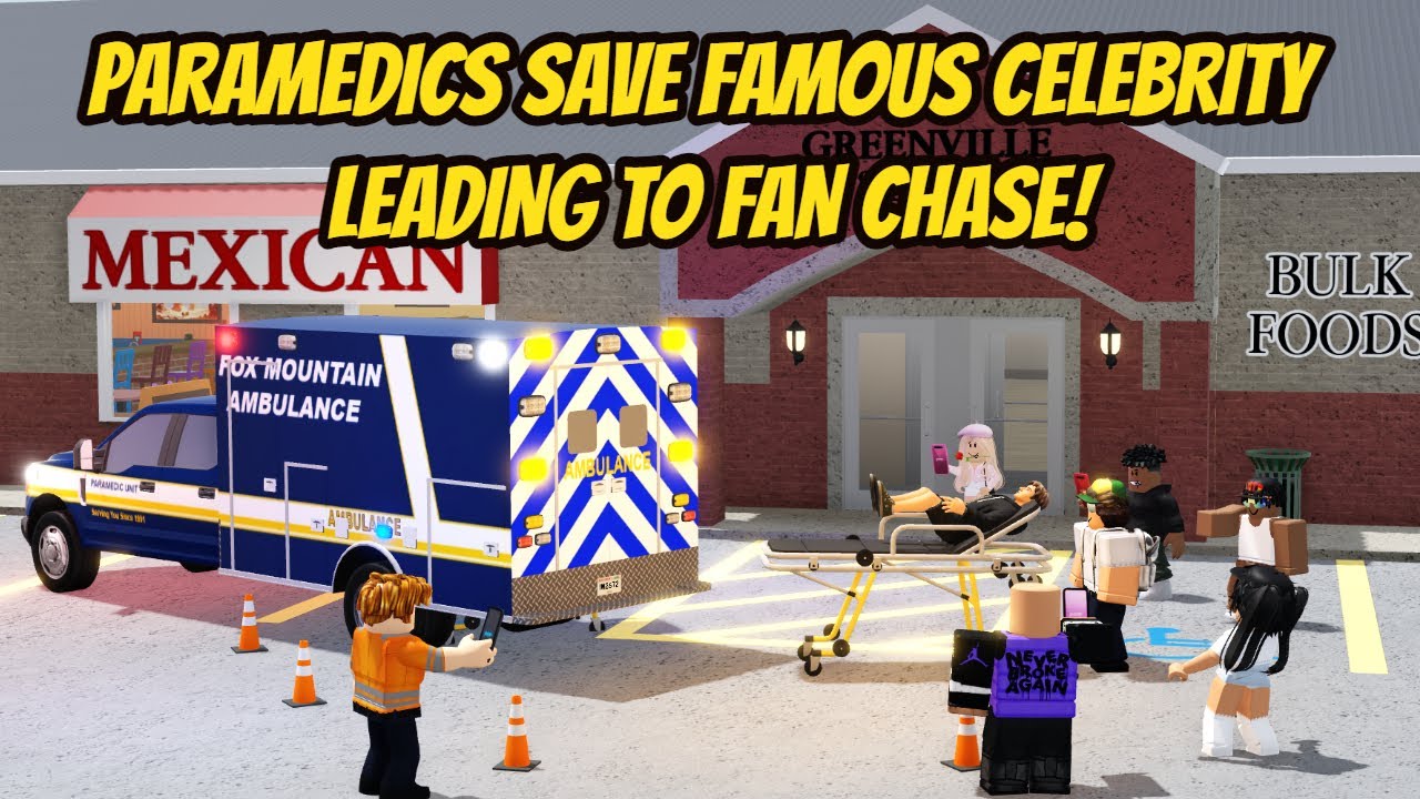 Гринвилл, Висконсин Roblox l Paramedics RESCUE Famous CELEBRITY CHASE Roleplay