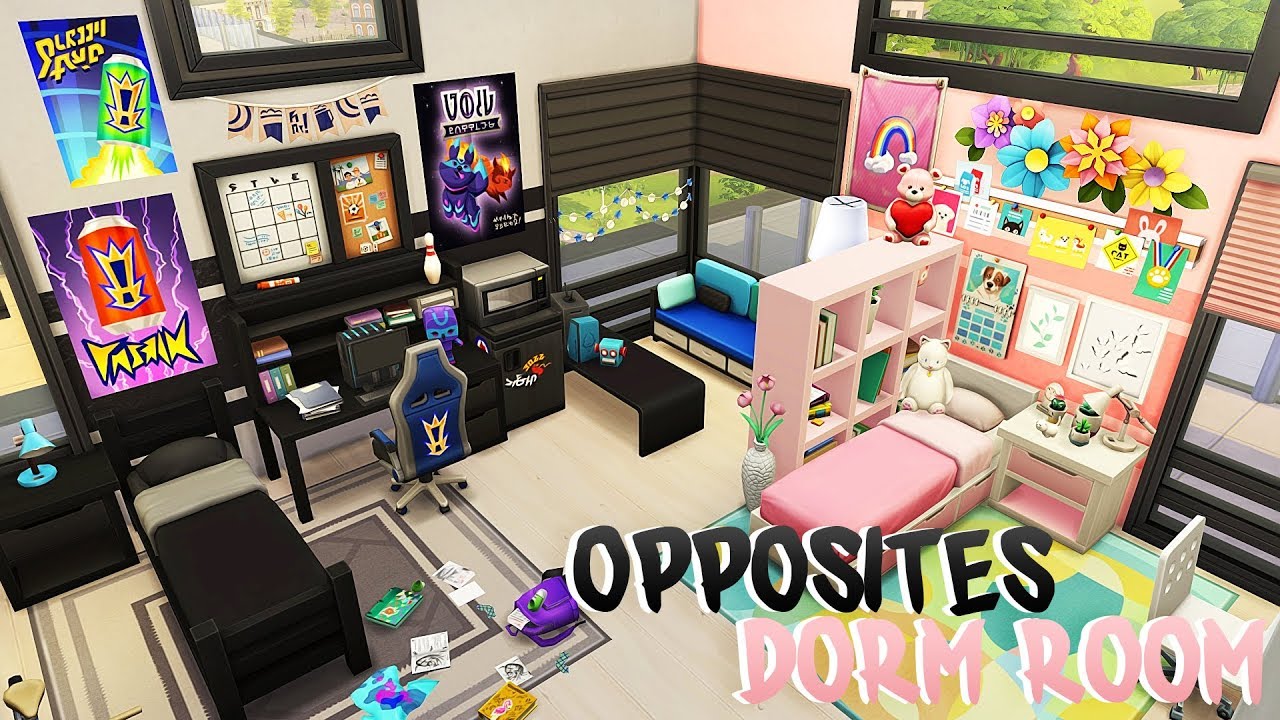 OPPOSITES DORM ROOM 💗🖤 | The Sims 4 | Speed Build