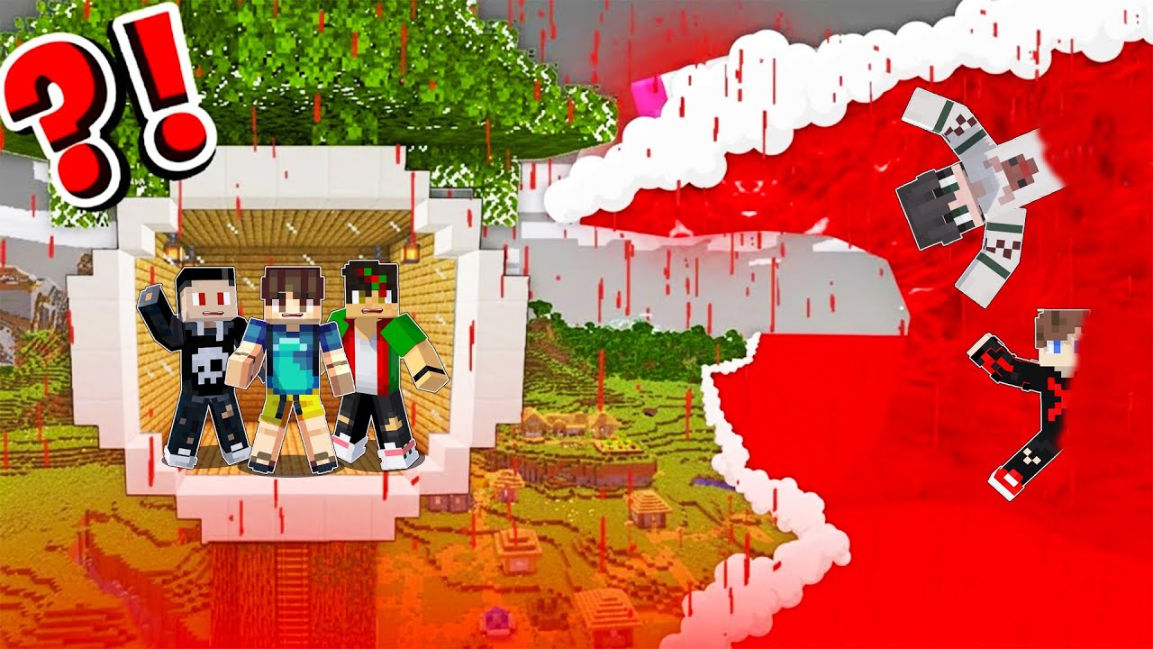 BLOOD TSUNAMI vs TREE BUNKER to Survive Everyone  in Minecraft (Tagalog)