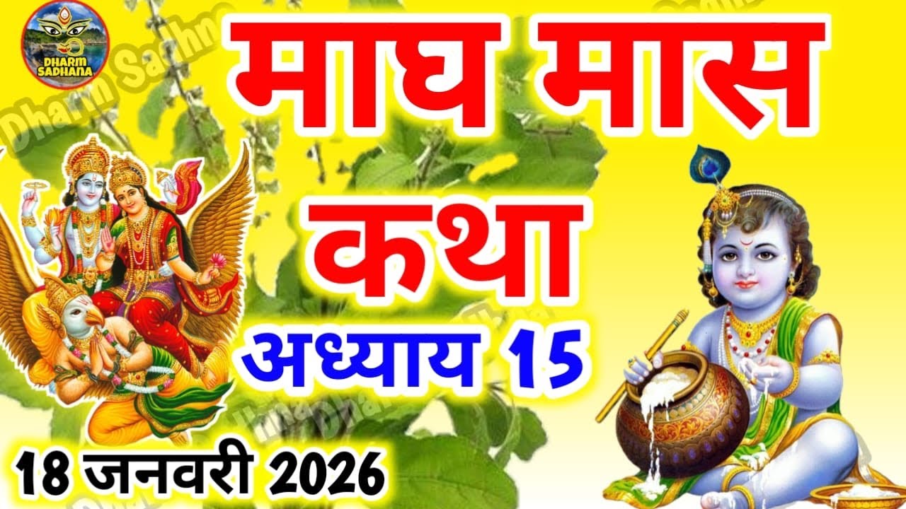माघ मास कथा अध्याय  15 ॥Magh Mass Ki Katha Day 15 ॥Magh  Mass Mahatmya Adhyay 14॥Magh Mass Katha 15