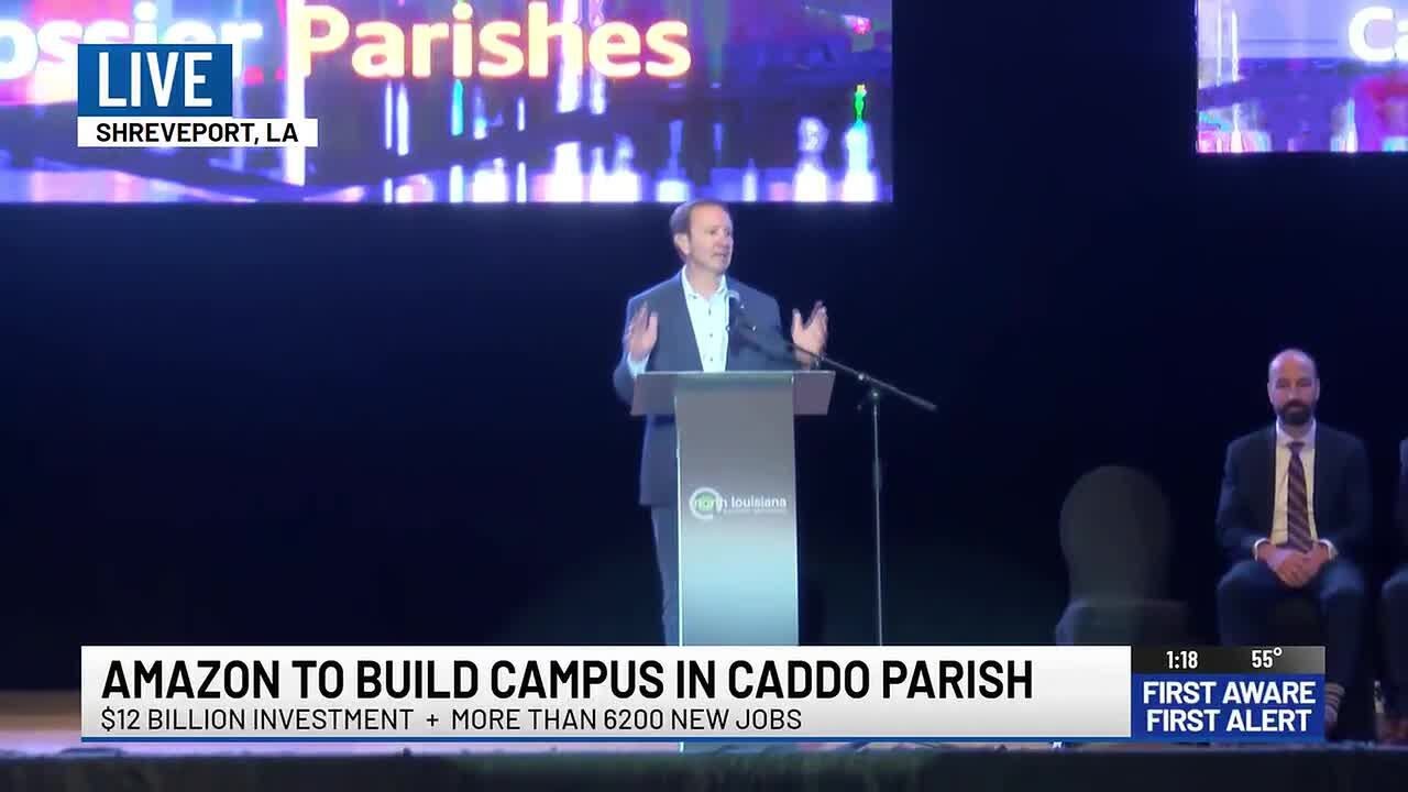 City and state officials announce Amazon campus coming to Caddo Parish