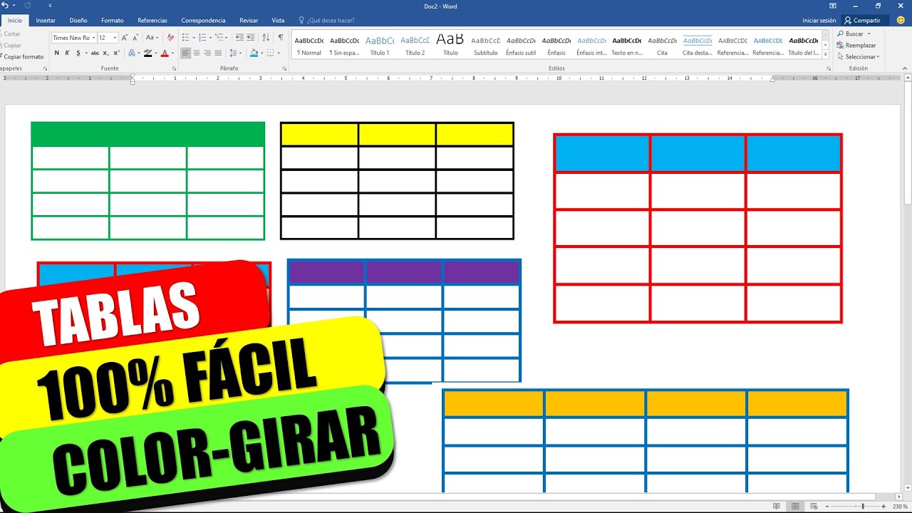 Hacer TABLAS en WORD, C&oacute;mo Insertar y Editar una Tabla o Cuadros, color, grosor, girar #tablas
