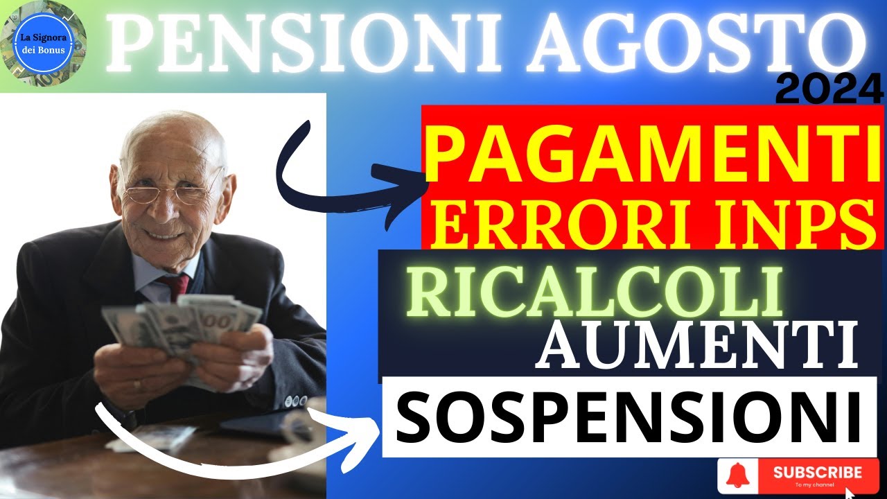 CEDOLINO PENSIONI AGOSTO:TUTTO sui PAGAMENTI e le TRATTENUTE FISCALI.COSA ASPETTI A SCOPRIRLO?