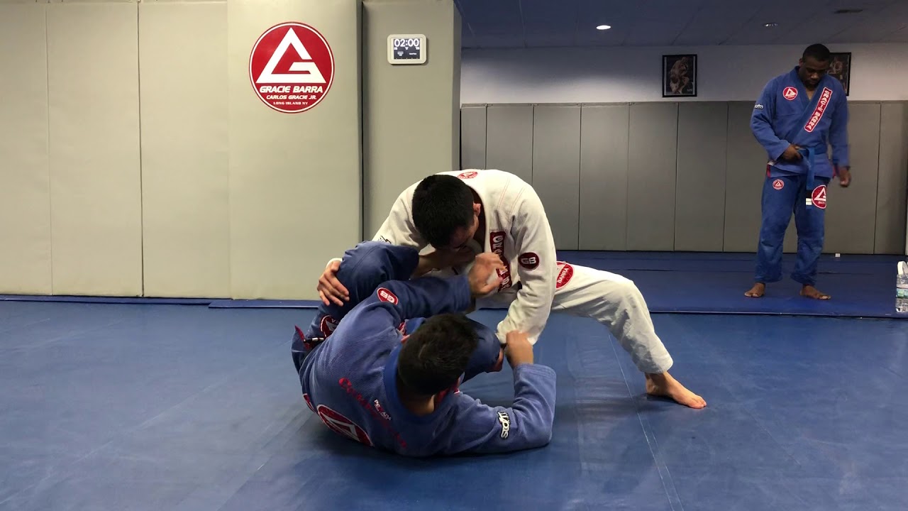 Double leg lapel sweep from reverse de la riva