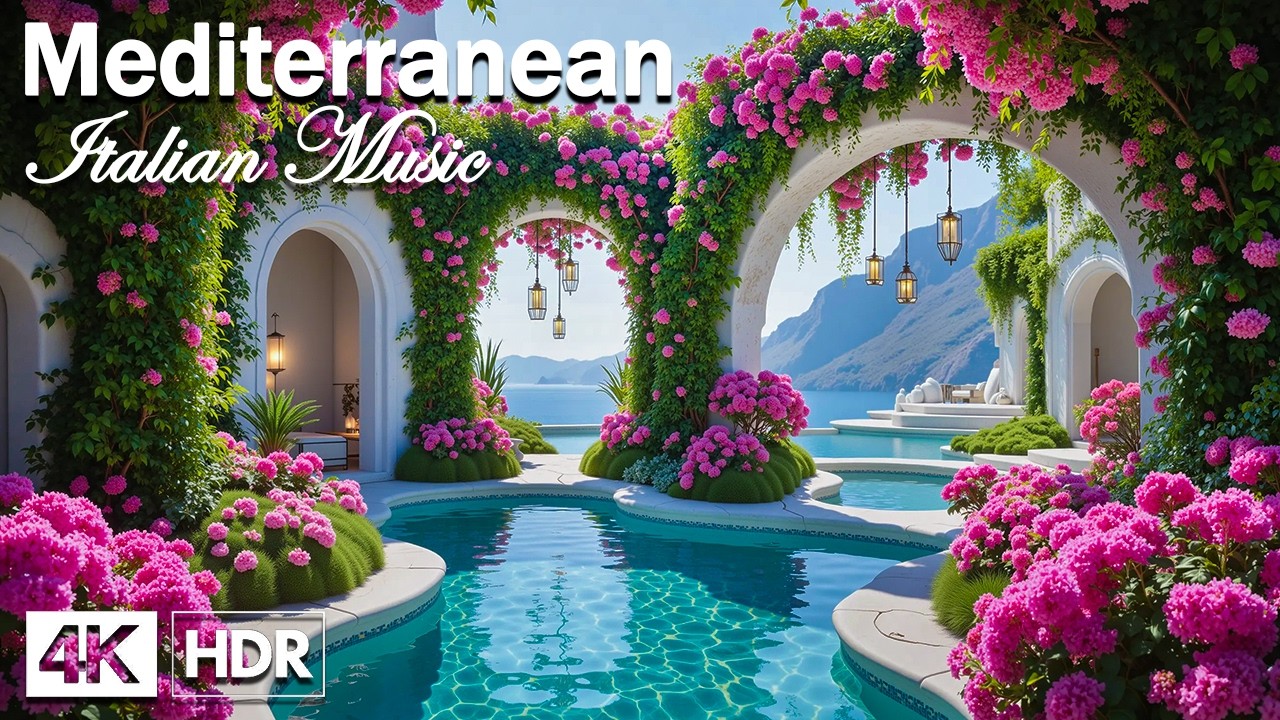 🌊 Mediterranean Coastal Paradiso 🎶 Romantic Italian Music & Ocean Wave Sounds 🍋