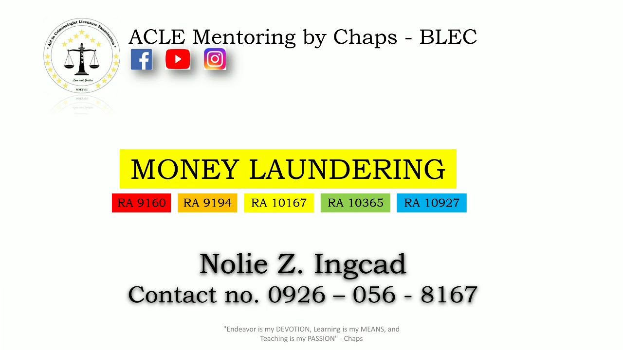 Money Laundering (Placement, Layering, and Integration) - Nolie Z. Ingcad (Chapopoy)