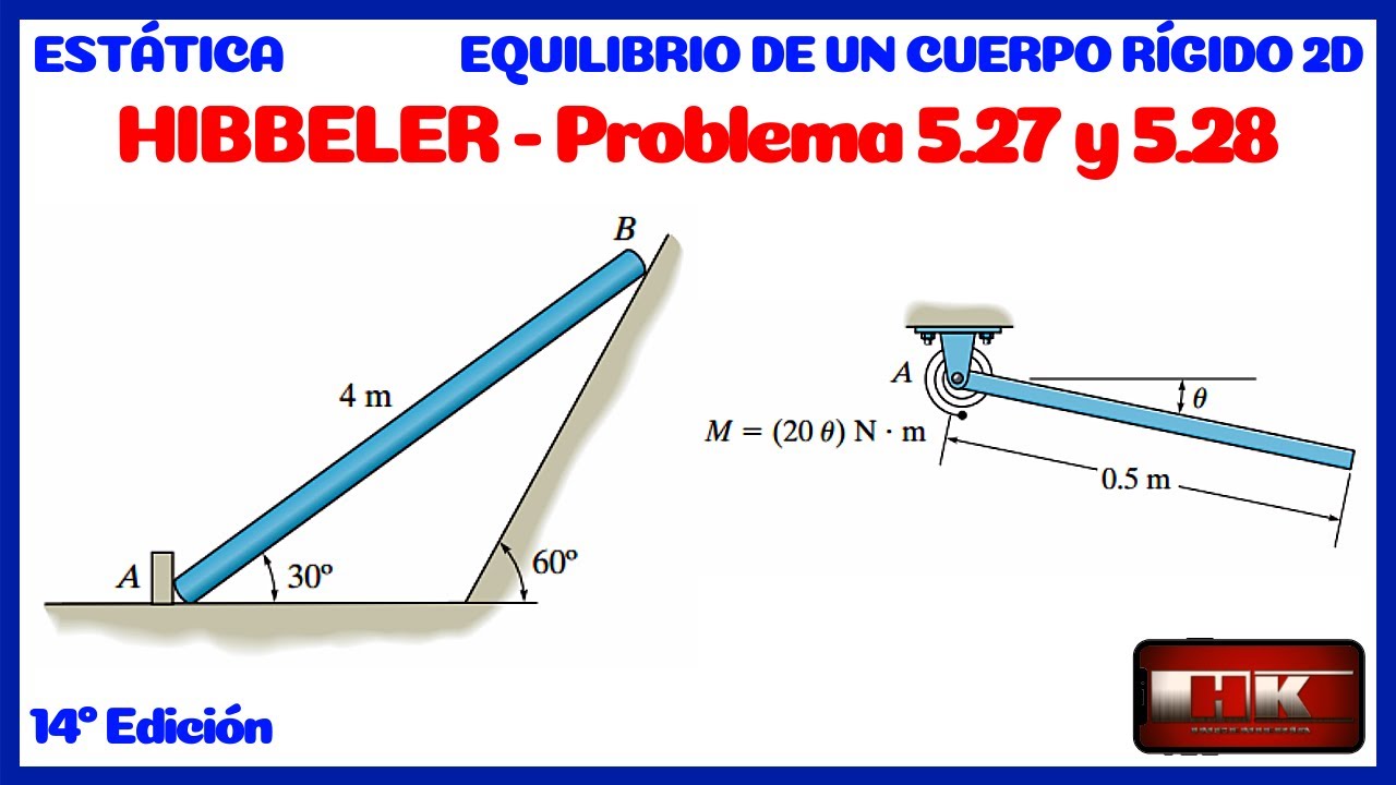 Problemas 5.27 y 5.28. EQUILIBRIO DE UN CUERPO RIGIDO. ESTATICA Hibbeler 14 👇📚🆓