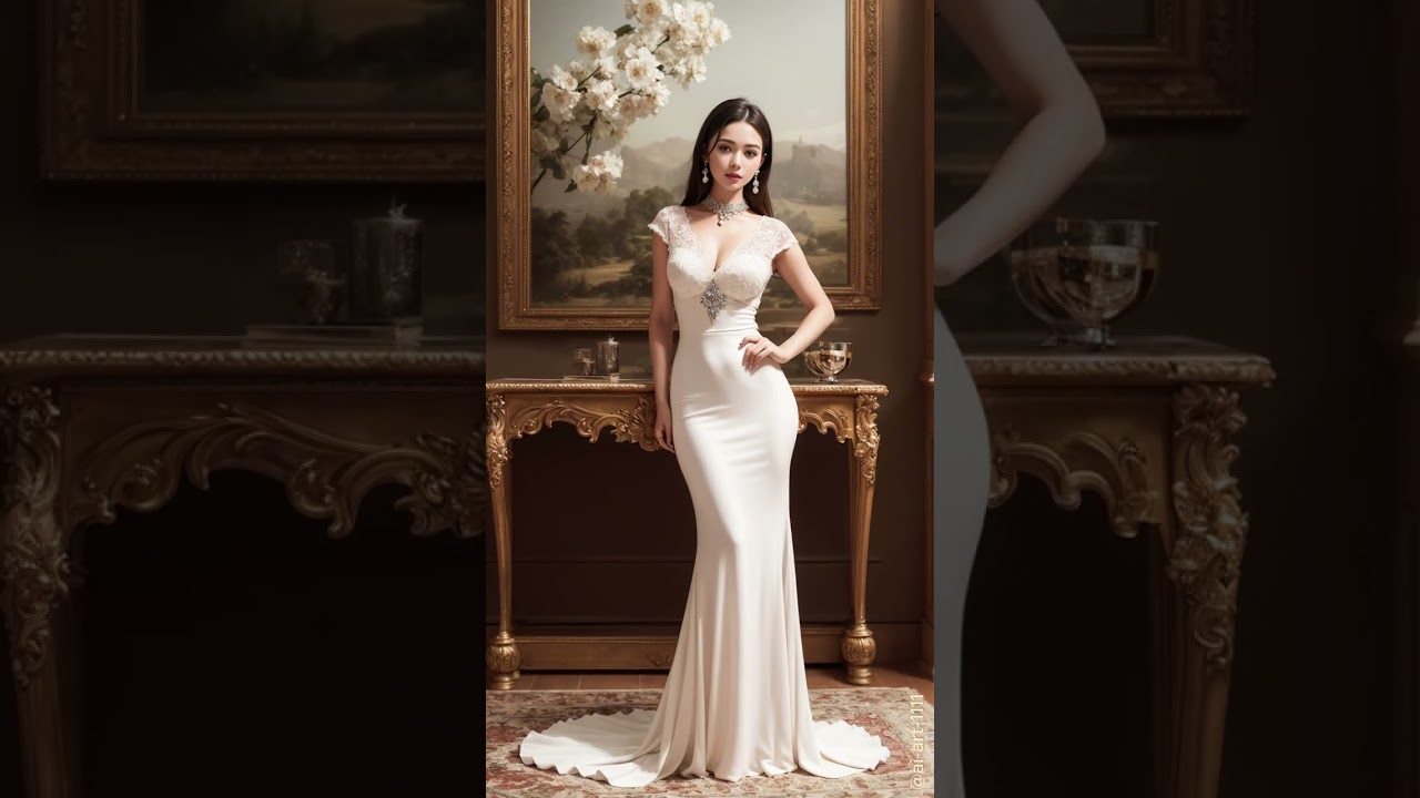 Woman with a noble white sexy dress | A.I. Art Lookbook