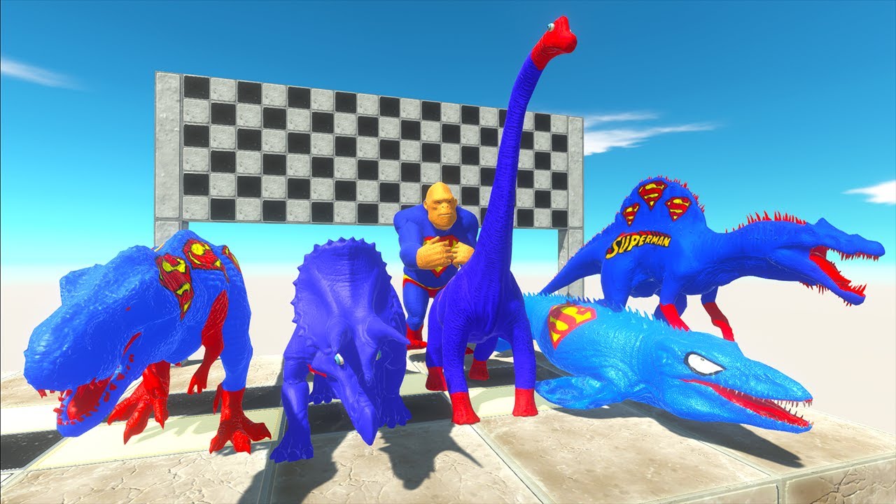 Dinosaurus Jurassic World Dominion: T-rex, Triceratops, Spinosaurus, Mosasaurus, Velociratops Race