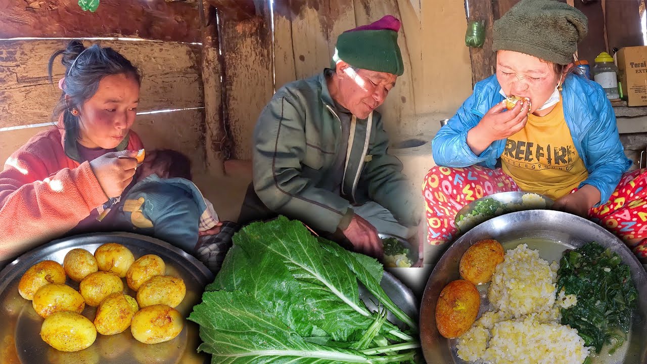 Boiled Fry Egg & Green Mustard (RAYO) Recipe With Rice अण्डा र हरियो रायोको साग संग भात village Food