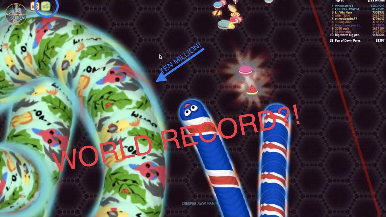 Wormate.io top 20 biggest worms on my channel so far