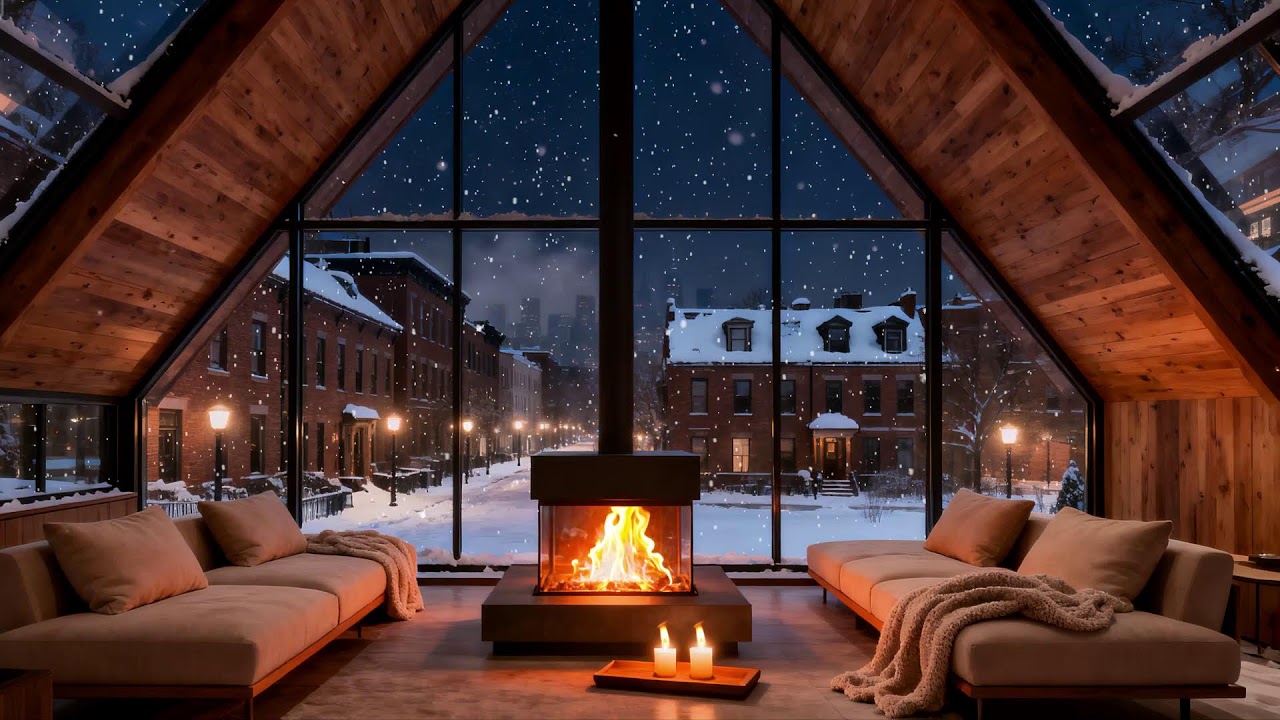 Snow Falling in the Forest Cabin 🔥 Black Screen Option for Deep Sleep