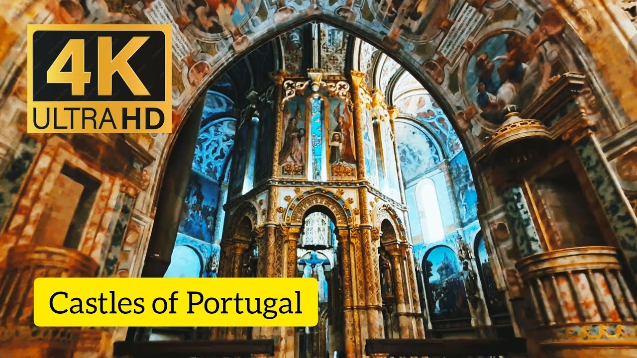 4K HD VIDEO. Castles of Portugal. Knights Templar Convent of Christ/Tomar.