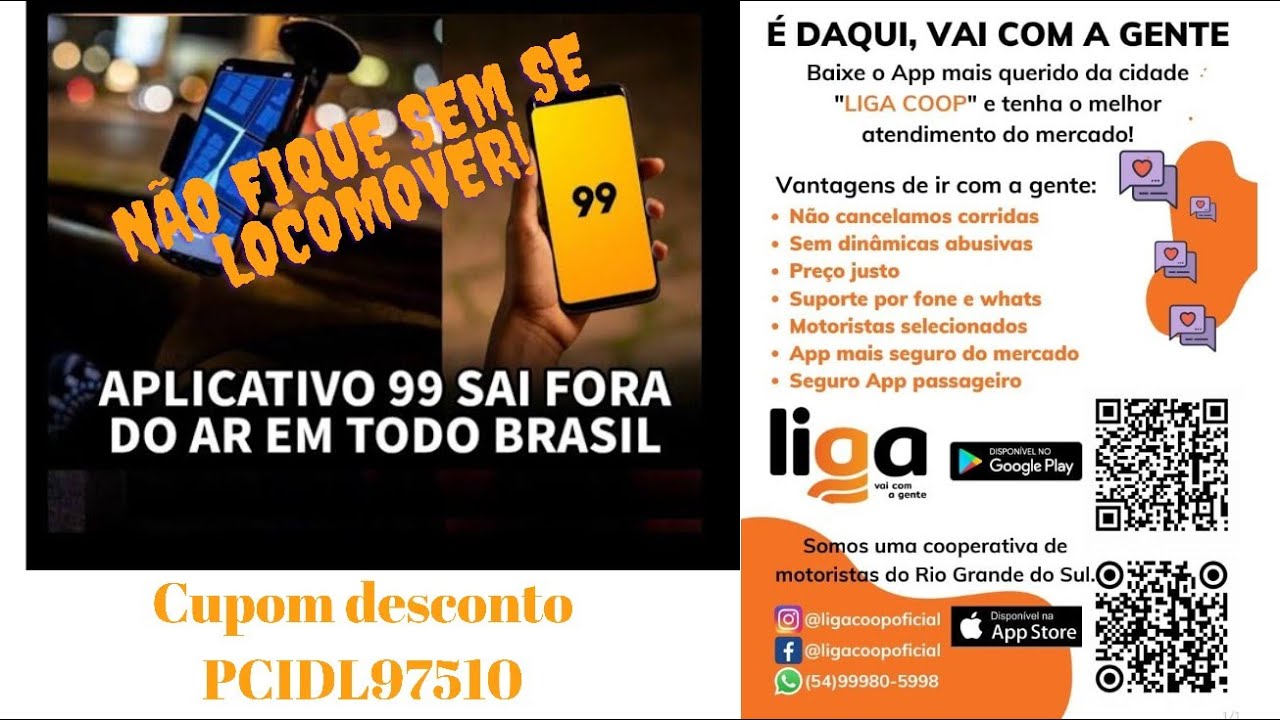 App 99 fora do ar. Alternativa APP LIGACOOP 