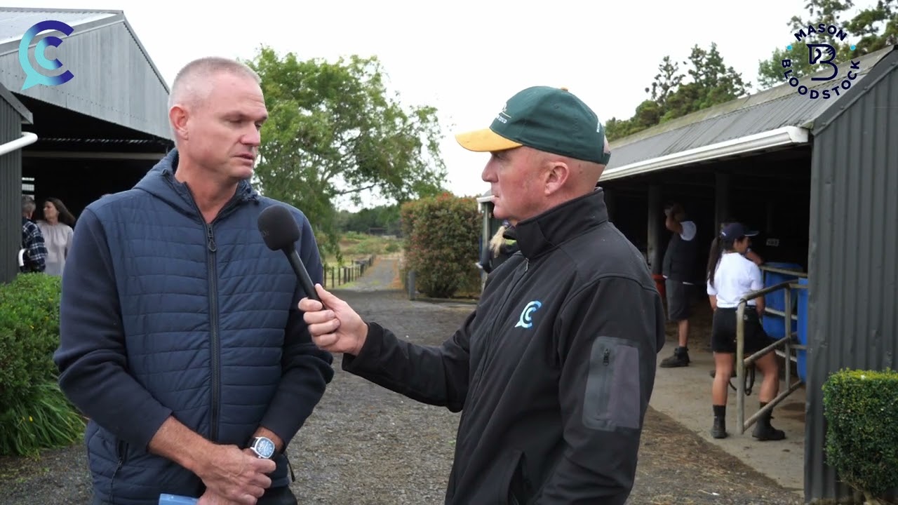 Cc with Trent Mason after parading his two colts in the NZB Standardbred sale.