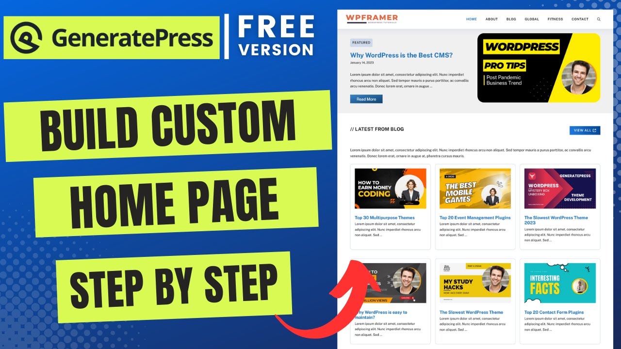 GeneratePress Theme Home Page Customization