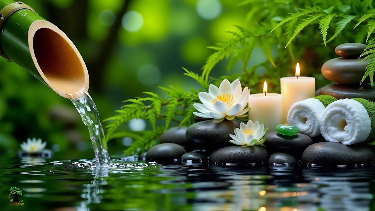 Beautiful Relaxing Music 🌿 Bamboo Water Sounds, Deep Sleep Music, Calming Music Relax Mind and Body