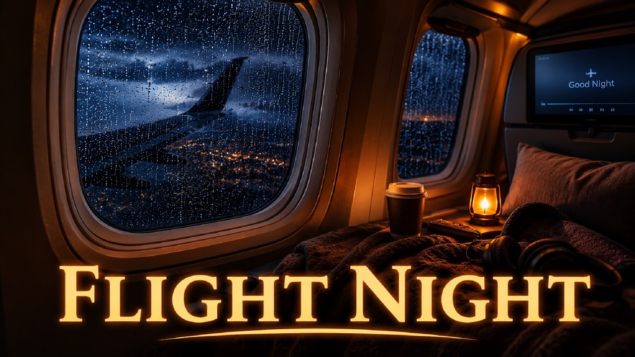 Rainy Flight at Night ✈️🌧️ | Cozy Airplane Ambience for Deep Sleep