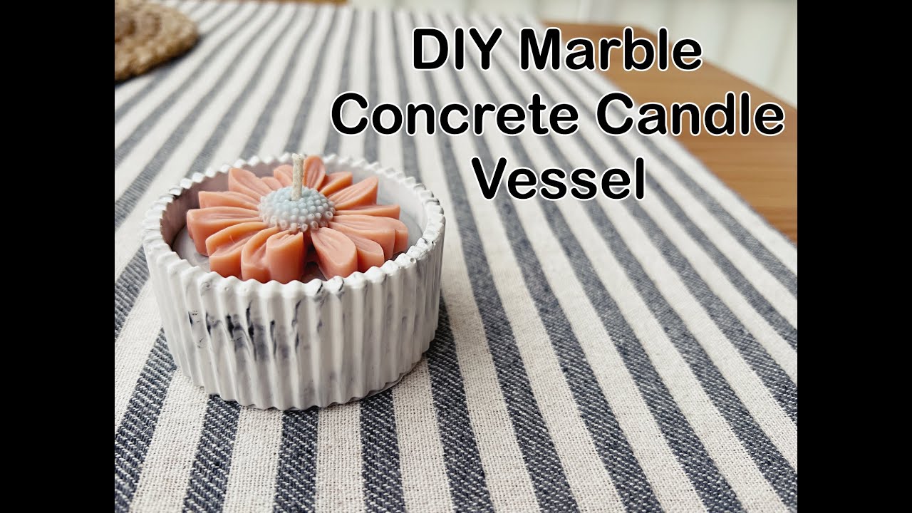 DIY Marble concrete candle vessel || How to Make Concrete Candle Jar & Pot