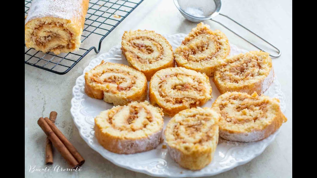 ЯБЛОЧНЫЙ РУЛЕД 🍎Яблоки НЕ темперируем и НЕ запекаем верхушку отдельно, самый простой рецепт!