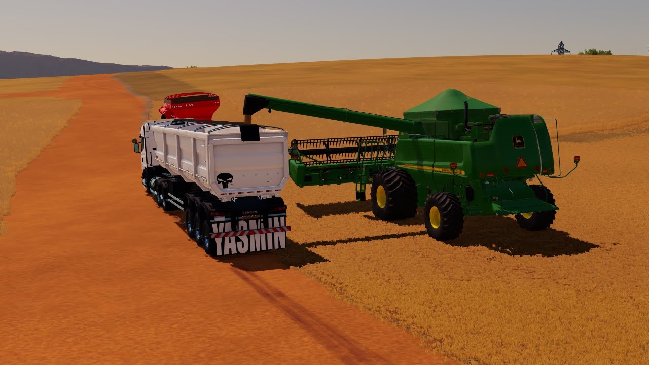 {FS22} Jonh Deere STS 9750 Colhendo Trigo Na Fazenda Estrela (Timelapse)