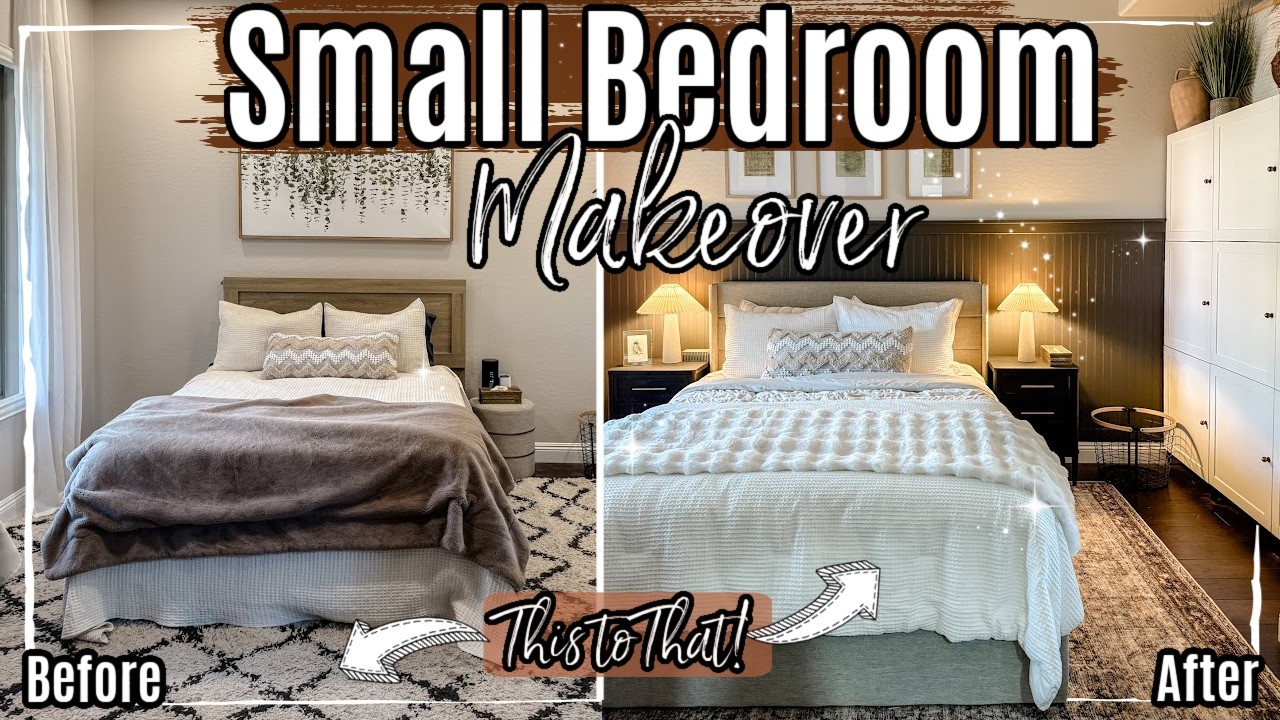 SMALL BEDROOM MAKEOVER 2024 :: Transitional Guest Bedroom Transformation on a Budget