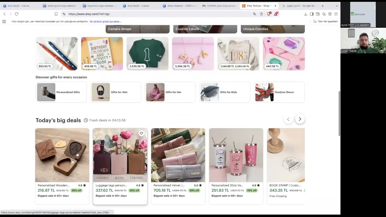 UYGAR YABAR - ETSY'DE MAĞAZA A&Ccedil;MAK VE &Uuml;R&Uuml;N LİSTELEMEK