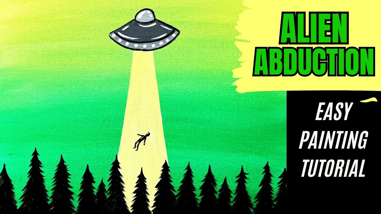 🛸EP192- 'Alien Abduction' easy flying saucer acrylic painting tutorial step-by-step