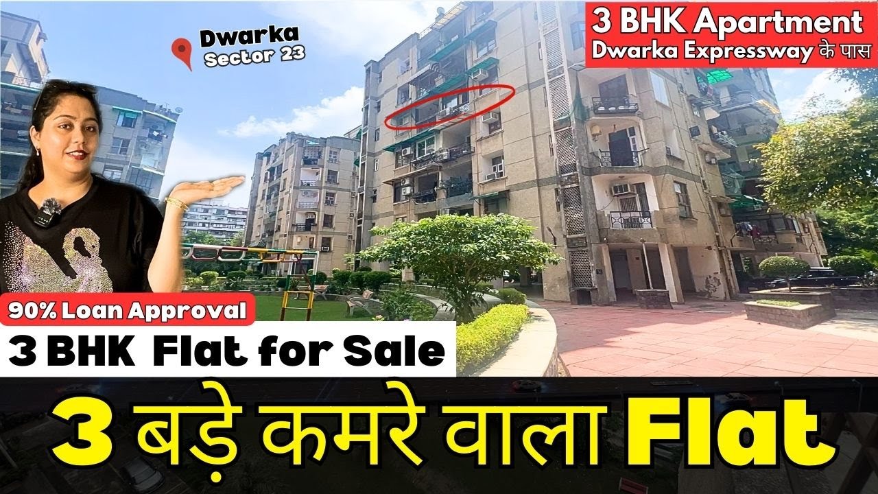 3 Bedroom के साथ- 3 BHK Flat for Sale- Dwarka Sector 23, Delhi (Airlines Apartment)